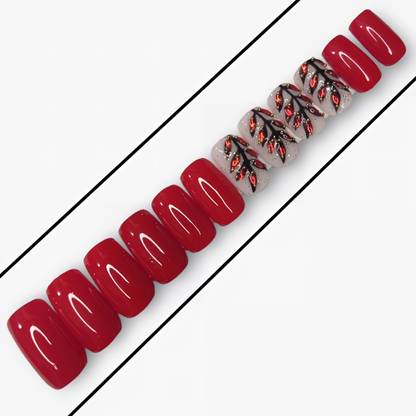 Shhagan Medium Square Leaves Artificial Press on Nails 260 Multicolor