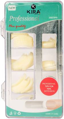 KIRA Artificial NailsAcrylic Face Nails Set Of 200 Pcs and Artificial Nail white