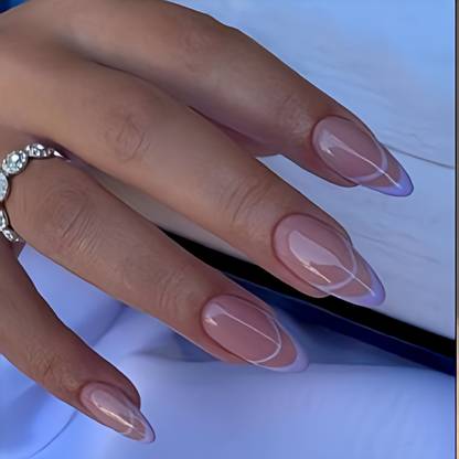 The NailzStation French Artificial nails Designer Acrylic Fake Press on art with glue kit Purple