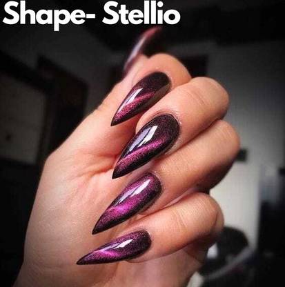 sparkling nailon artificial designer nails acrylic extension nail fake nails press on nails round Cat eye purple