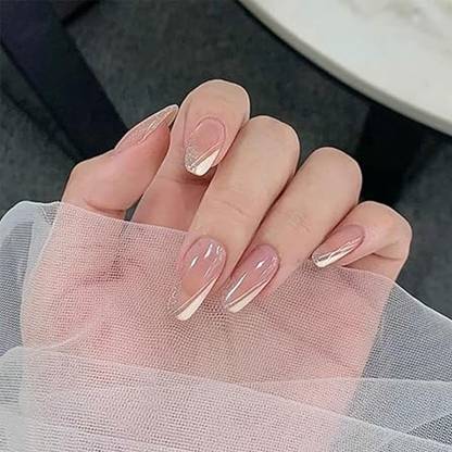 rk arts Trendy 24pcs Artificial Nails Pack for Women and Girls Pink