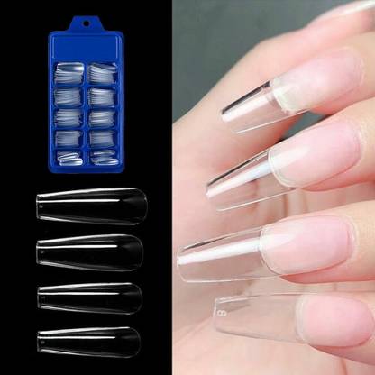 NADJA Transparent Artificial Nail Set of 100 with Nail Glue Transparent