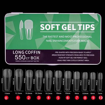 BOZLIN Gel Nail Kit Easy Nail Extension Set Soft Gel Nail Tips Coffin Shape Nails (Transparent)