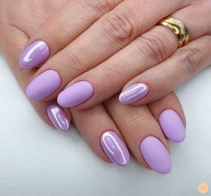 sparkling nailon fake nails designer artificial nails nails extension kit Shape: Medium Round violet holographic