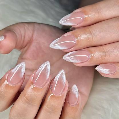 kyiesh KYEISH Artificial Reusable Nails beautiful designed Rosy Pink with white shaded Pink