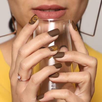 Lick - Press on Nails Artificial NailsSet Matte Brown Blue