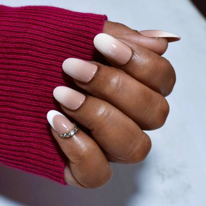 Shhagan Bridal-Inspired Beige Ombre Nails with French Tip beige