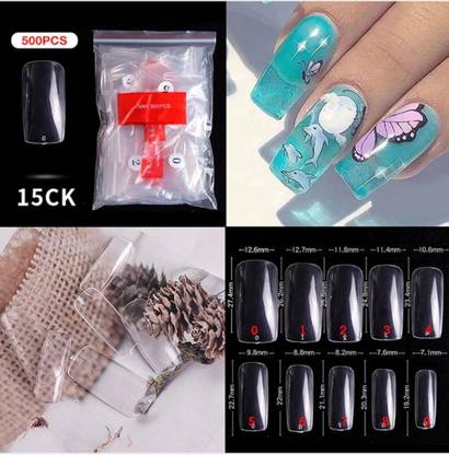 AMOK STORE Artificial Nails 300 Pcs False Style Fake Acrylic Nail Tips (Without Glue WHITE