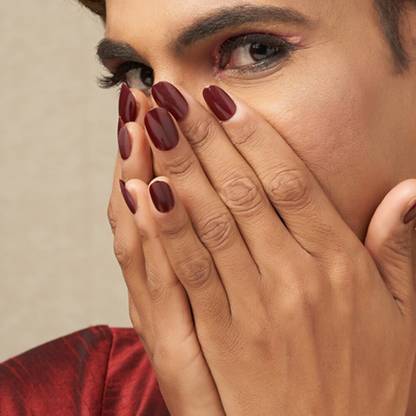 Lick - Press on Nails Artificial Nails and Fake Nails Set Glossy Dark Maroon