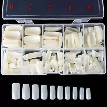 HUZURLU 100 Piece and Reuse able Artificial Nail OFF WHITE
