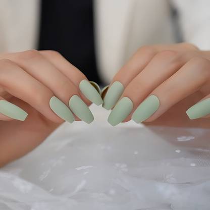 Shhagan Subtle Sage Green Matte Nails sage green