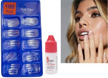 FELICECHIARA Clear Full Cover Nails - Fake Nails 100PCS WIith Free GLue TRANSPARENT