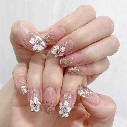 The Pink Truck Set of 24 Reusable Nails in Gentle Wind Short Style Tulip Nails design Cream