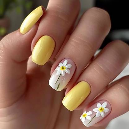 Slay On Designer Abs Plastic Artificial Nails Yellow