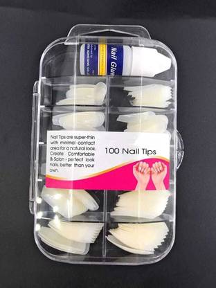 My Colors 100 tips artificial fake nails with glue off white