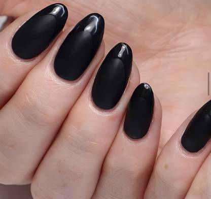 Shhagan Black matt & glossy ombre nails extension Press on Nails with Applicable Kit multicolor