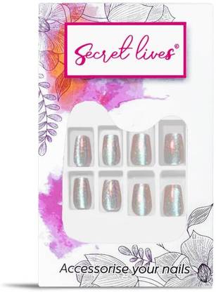 Love Secret Glossy Cats Eye Artificial Fake False Press on Nails Aura Color Combo 24 Pieces Set with Kit