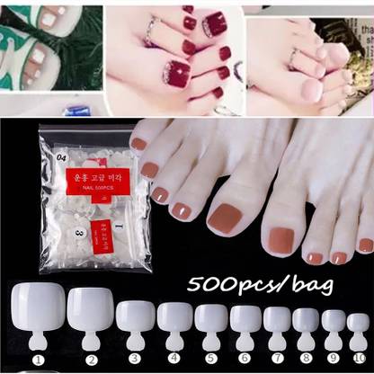 LikeUp Toenails- 500PCS False toe Nails Artificial Clear/natural Clear white