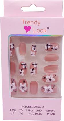 Trendy Look False Nails - Quick Stick Artificial Nail Set with Glue, 24 pc Set - Set - 9 Multi