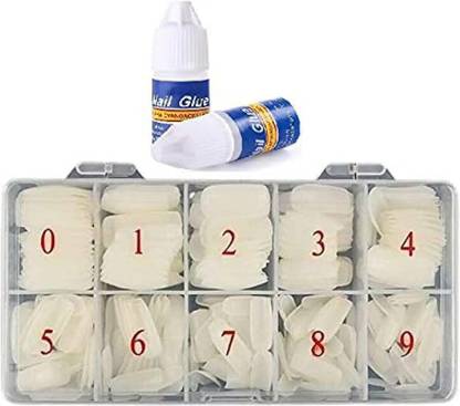 Scheibe 500 pcs High Quality White Nails and 2 pcs Nail Glue combo White