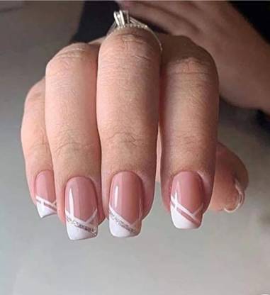 FWS Fashionworldshop Glossy Nude French Shape Medium Square Nude