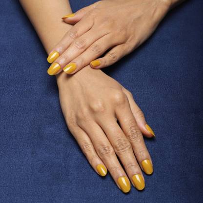 Lick - Press on Nails Mustard Yellow Artificial Nails Extension Reusable Acrylic Nails Oval Shape Mustard Yellow