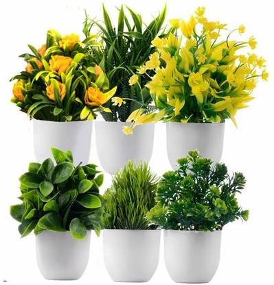 Ryme Mini/Small Pack of 6 Bonsai Wild Artificial Plant  with Pot