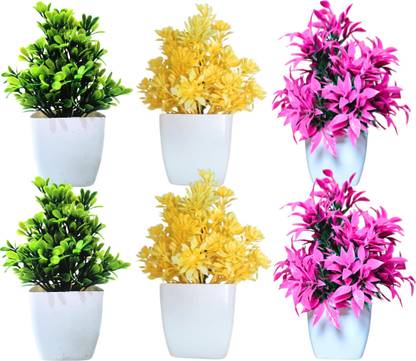 DecoMuse Mini Plant (Set 0F 6) Home decor, Small Faux Plants for Home Artificial Plant  with Pot