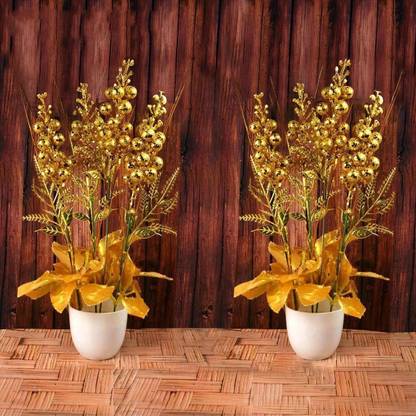 CRYSTU Artificial Plant Bonsai Tree for Home Décor Office Table & Wall Slab of 2 pc Bonsai Wild Artificial Plant  with Pot