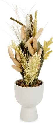 anko Natural looking Artificial Bleached Greenery Bunch in White Stoneware Vase Artificial Plant  with Pot