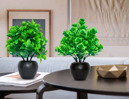 mogal Artificial Plant For Home/Office Table Decoration or Gift ( Pack of 2, 7inch) Wild Artificial Plant with Pot