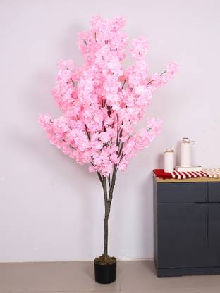 ARICKDECOR 6Ft Artificial Blossom Flowers Plant Trees with Pot For Big Leaves Fake Moss Bonsai Artificial Plant  with Pot