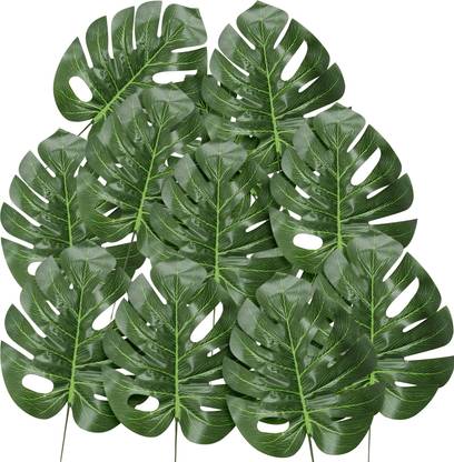 TIED RIBBONS 10 Pcs Artificial Monstera Palm Leaves Plants Flowers for Vase Home Decor Table Artificial Plant