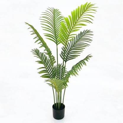 Petals & pines Areca Palm Plant with 8 Flexible Realistic Silk Leaves | Home & Office Decor Artificial Plant  with Pot