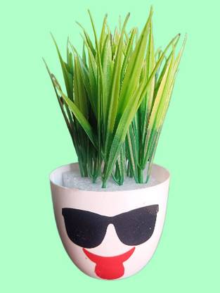 BZILO Cute Artificial Plants for Home Décor Emoji Varient Design Pack of 1 B56 Bonsai Wild Artificial Plant  with Pot