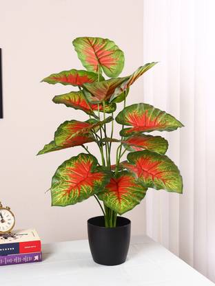 ARICKDECOR ArtificialCalatheas Floor Plant withwith Pot (18 Leaves65 cm Tall) Bonsai Wild Artificial Plant  with Pot