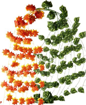 Decosoma Money Plant vine for home office Decoration(1 pair of 2 colour),7ft Length Artificial Plant