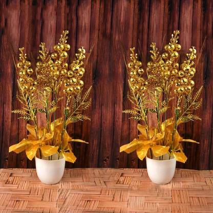 CRYSTU Artificial Plant Bonsai Tree for Home Décor Office Table & Wall Slab of 2 pc Bonsai Wild Artificial Plant  with Pot