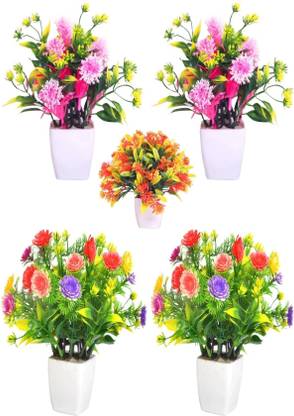 mogal Artificial Plant For Home/Office Table Decoration(Multi, Pack of 5) Wild Artificial Plant  with Pot