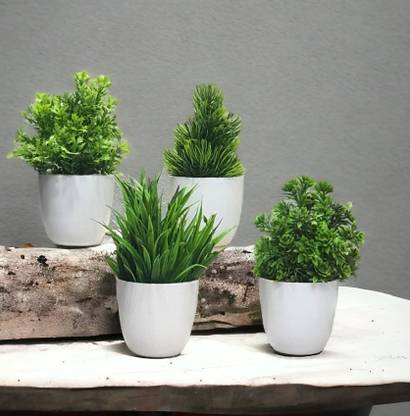 Litleo Set of 4 For Home Office Or Decoration Bonsai Artificial Plant  with Pot