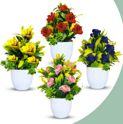 Asharya Artificial Plants for Home Decor (7 inch) Indoor Pot Large Fake Plant for Office Bonsai Artificial Plant with Pot