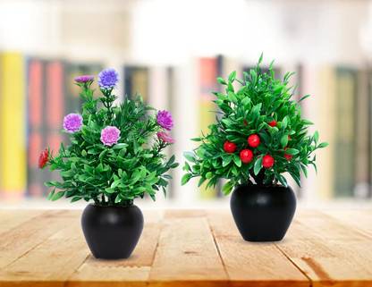 RisEmpire Artificial flower For Home/Office Table Decoration(Multi, Pack of 2) Wild Artificial Plant  with Pot