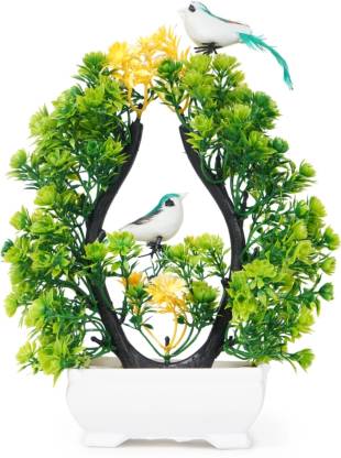 MODO Artificial Bonsoi Tree with Sparrow for Living Room Decor Bonsai Wild Artificial Plant  with Pot