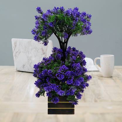 Handybee Artificial Plants with Wooden Cup |Home Décor Items| Hight– foot Room Decoration Bonsai Artificial Plant  with Pot