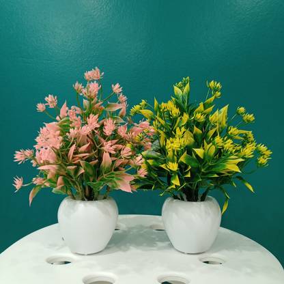 Decogreen 2,P MTP G,P APPLE Cherry plants H, Office Living Room Interior Design Gift Look Bonsai Artificial Plant  with Pot