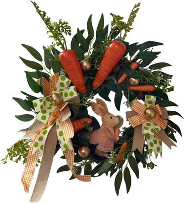 BNF Spring Easter Wreath for Front Door Bow Ribbon Wreaths for Garden Home Decor Bonsai Artificial Plant