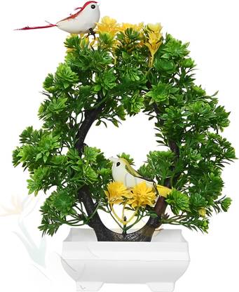 youlite Artificial plant with sparrow for decoration of room Bonsai Wild Artificial Plant  with Pot