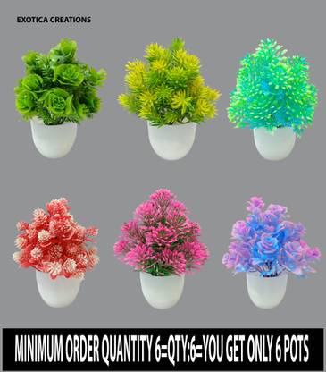 Exotica Creations G. rose Flower with Round Pot Bonsai Wild Artificial Plant  with Pot