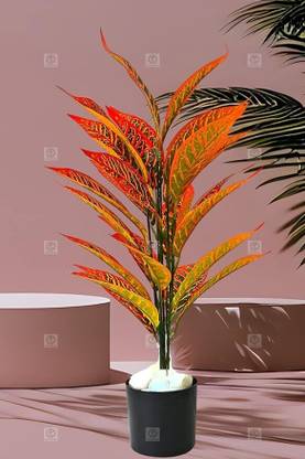 Bazaar Artificial Croton Ornamental Plant, Natural Looking Indoor and Outdoor Artificial Plant