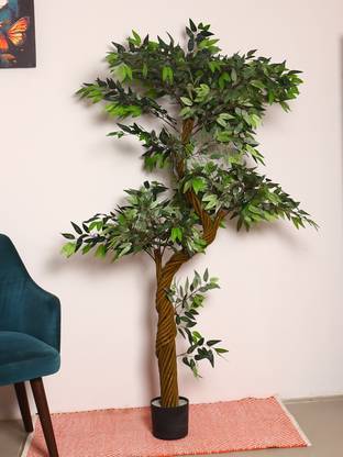 ARICKDECOR Artificial Real Touch Italian Ruscus Plants with Pot for (180 cm Tall Green) Bonsai Wild Artificial Plant  with Pot